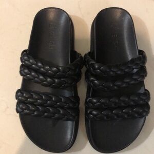 Black Braided Slide Sandals